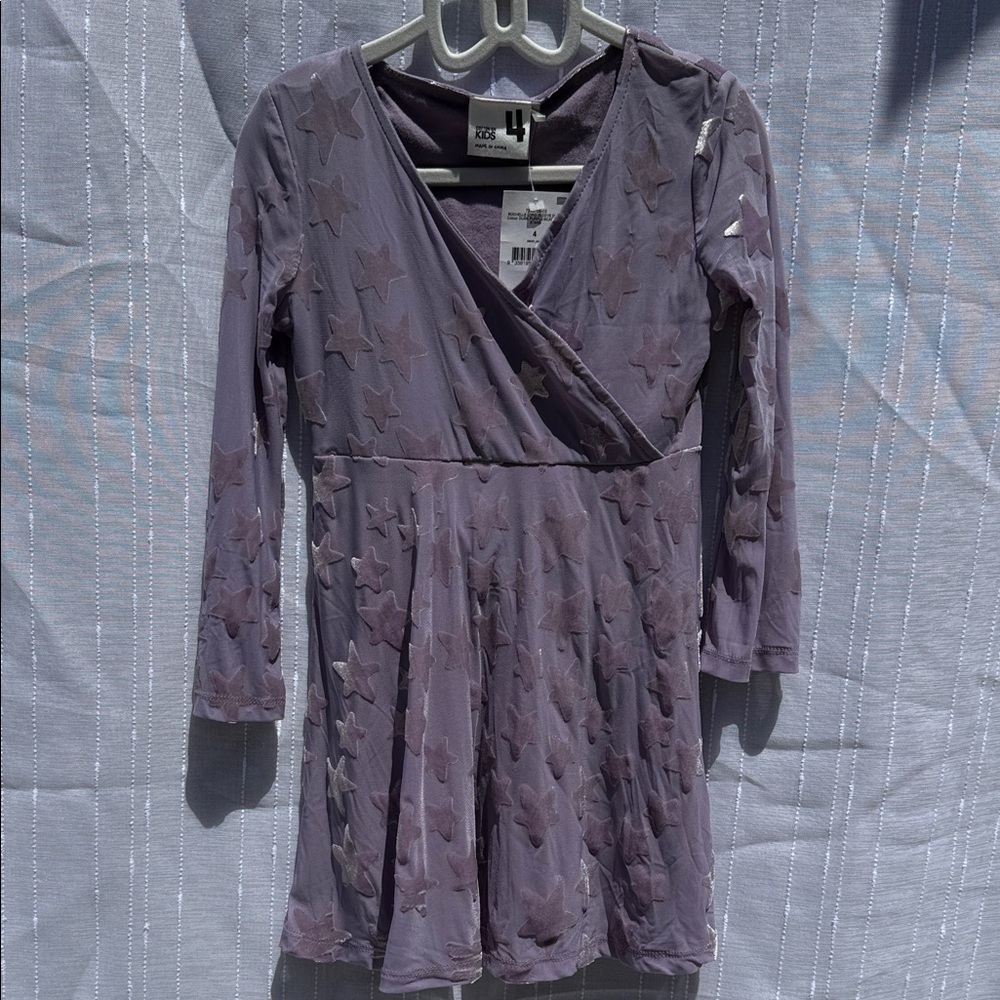 CottonOn KIDS Lavender Star Appliqué Wrap-Style Dress
